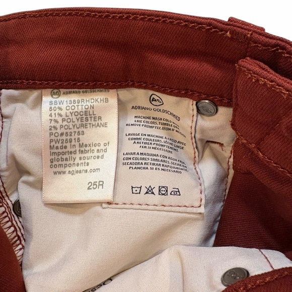AG Adriano Goldschmied Super Skinny Ankle Jeans – Burgundy - Size 25 - Picture 6 of 10
